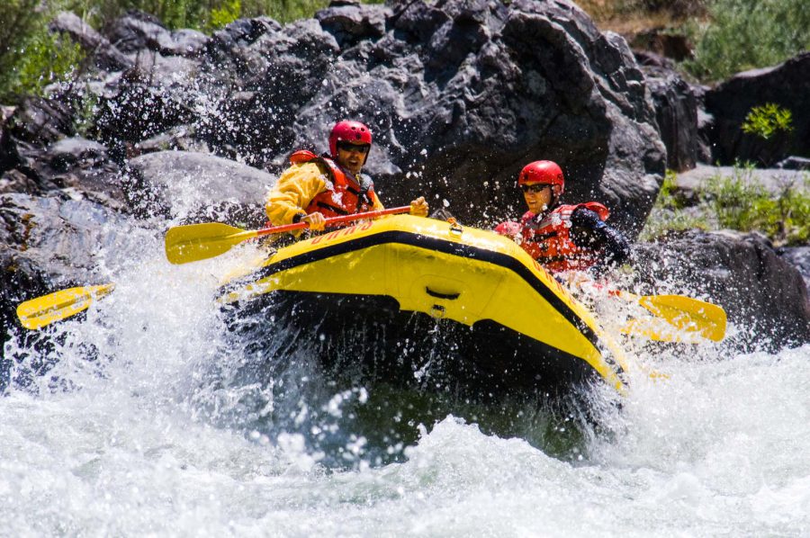 Group of rafters on California's Merced River