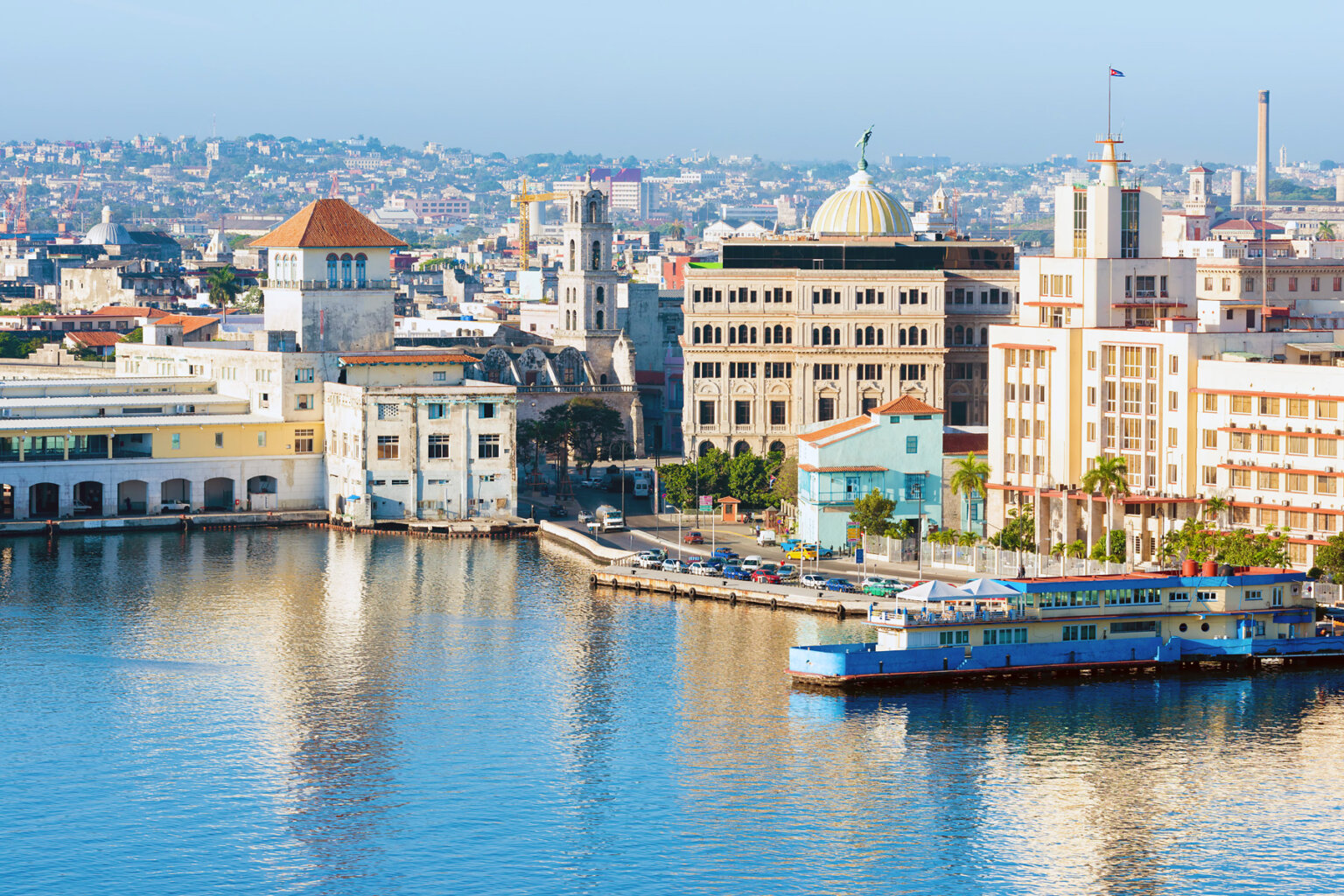 The city of Havanah along the water in Cuba.