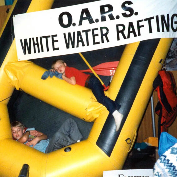 The Wendt family in a rafting boat.
