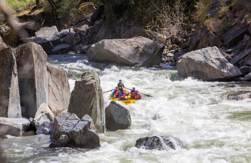 Rafting Split Rock Rapid on the Merced River
