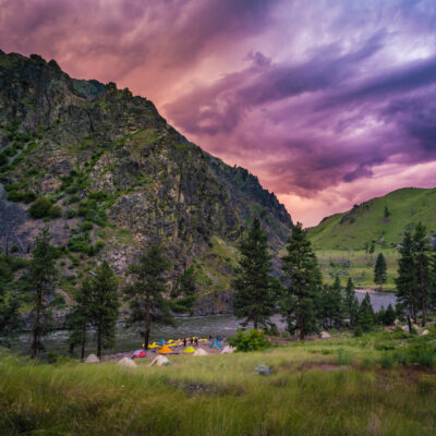 Beautiful mountain and river scenery at the Middle Fork Salmon river.
