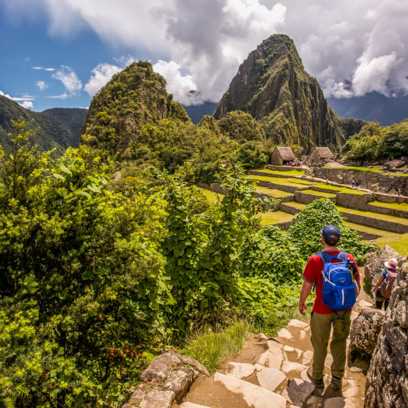 Person hiking in Machu Picchu.