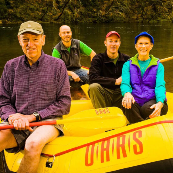 The Wendt family in a rafting boat.